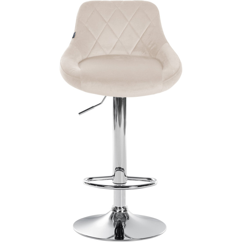 Tabouret de bar Lazio en velours, chromé crème