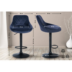 Tabouret de bar Lazio en velours noir bleu