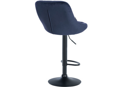 Tabouret de bar Lazio en velours, noir et bleu