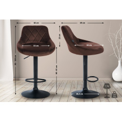 Tabouret de bar Lazio en velours noir brun