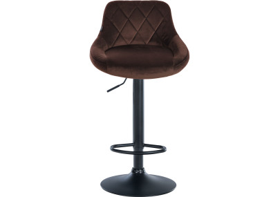 Tabouret de bar Lazio en velours, noir/marron