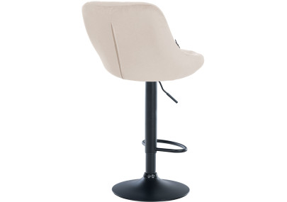 Tabouret de bar Lazio en velours, noir et crème
