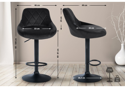 Sgabello da bar Lazio Velvet nero,nero