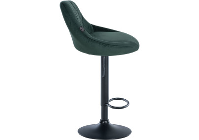 Tabouret de bar Lazio en velours, noir/vert foncé