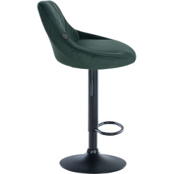 Tabouret de bar Lazio en velours noir vert foncé