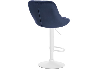 Tabouret de bar Lazio en velours, blanc/bleu
