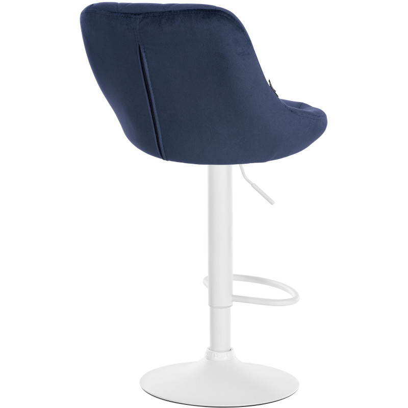 Tabouret de bar Lazio en velours blanc bleu