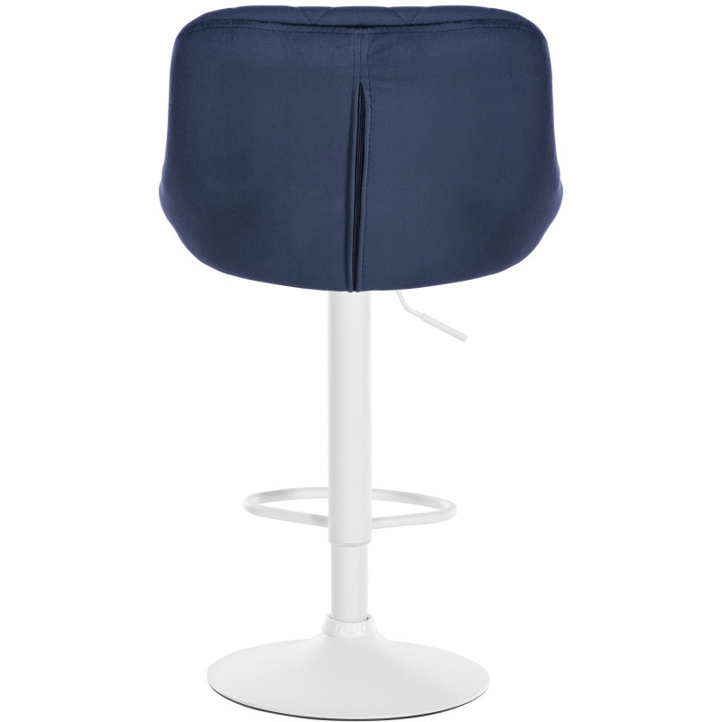 Tabouret de bar Lazio en velours blanc bleu