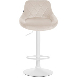 Tabouret de bar Lazio en velours blanc crème