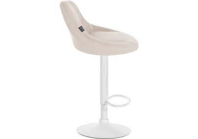 Tabouret de bar Lazio en velours, blanc/crème