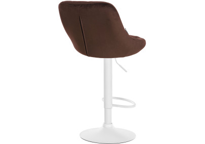Tabouret de bar Lazio en velours, blanc/marron