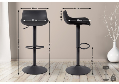 Lot de 4 tabourets de bar Aveiro noir