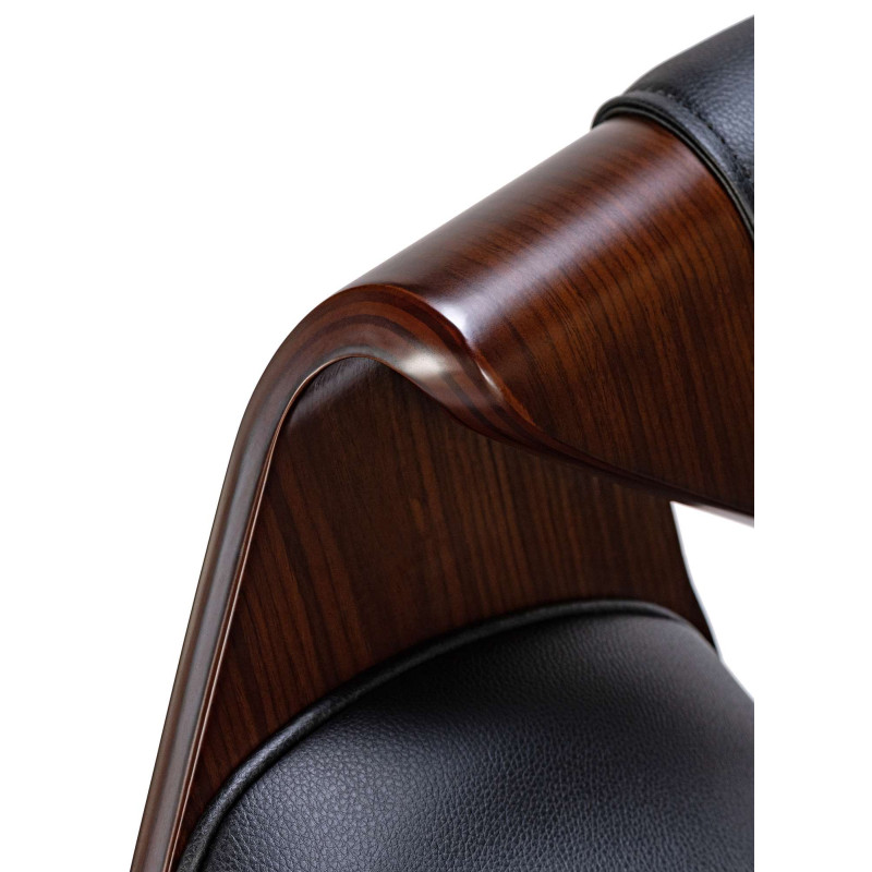 Tabouret de bar Foley, similicuir, noyer/noir