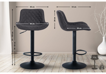 Set di 2 Sgabello da bar Minosa nero,Tessuto