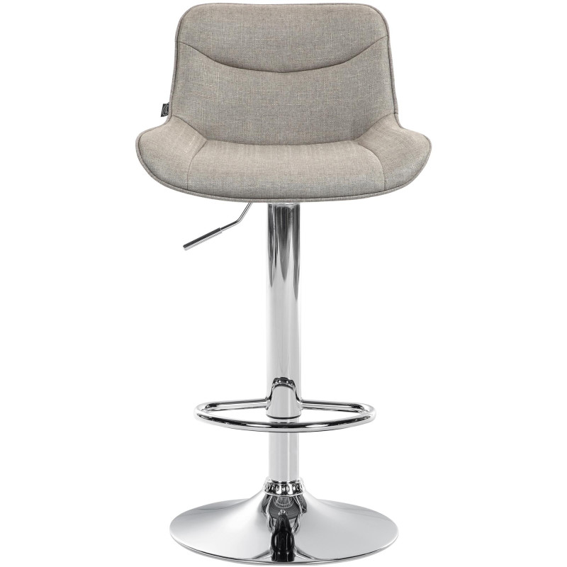 Tabouret de bar Vonore, tissu, chrome, taupe