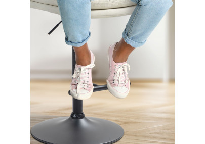 Tabouret de bar Damar, tissu, noir et crème