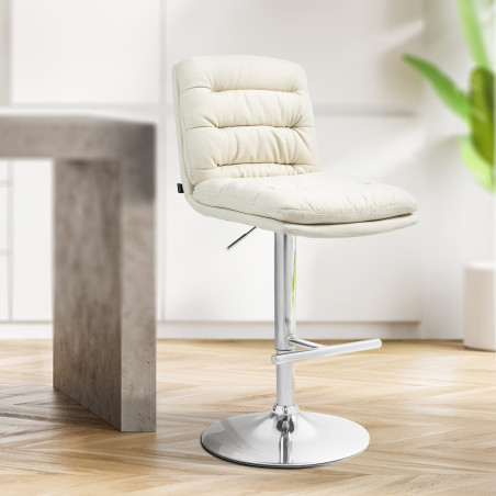 Taburete de bar Damar en tela Crema,Cromado