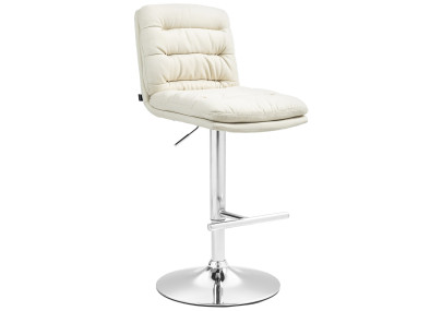 Tabouret de bar Damar, tissu, chrome, crème