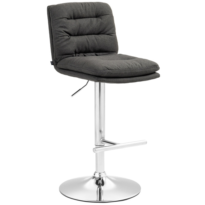 Tabouret de bar Damar, tissu, chrome gris foncé