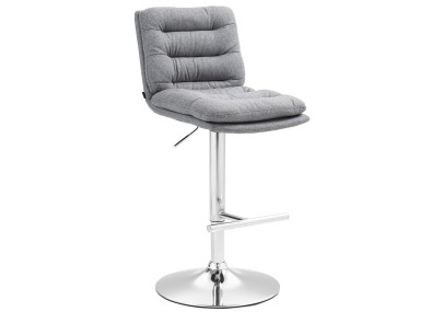 Tabouret de bar Damar, tissu, gris chromé