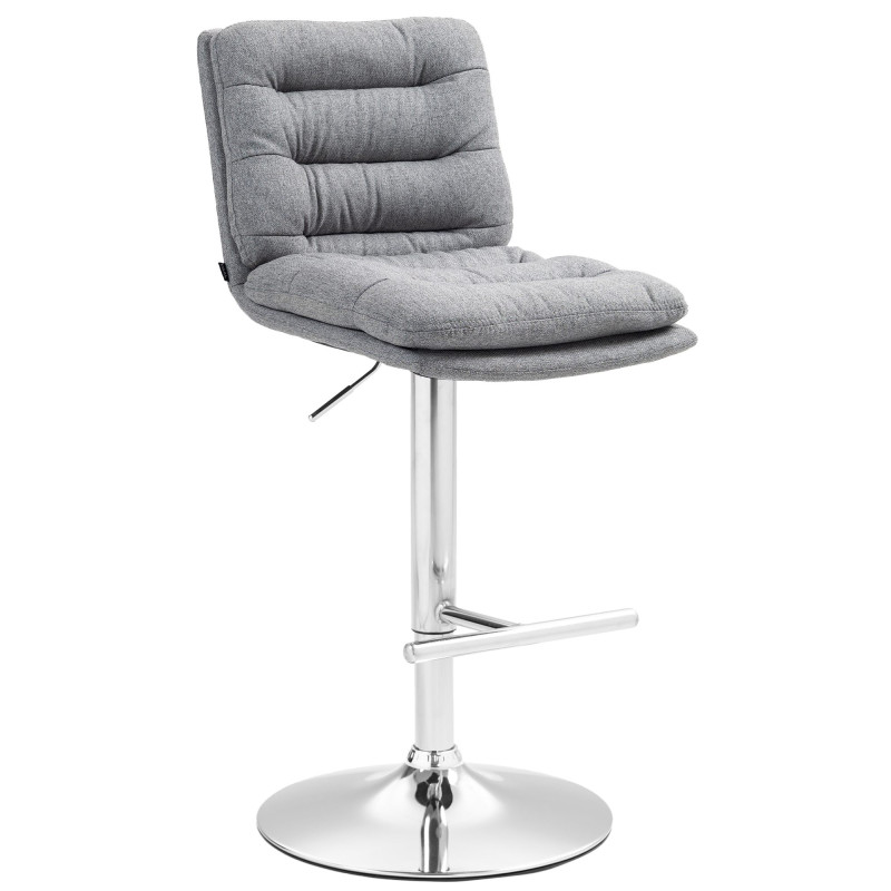Tabouret de bar Damar, tissu, chrome gris