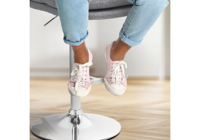 Tabouret de bar Damar, tissu, gris chromé