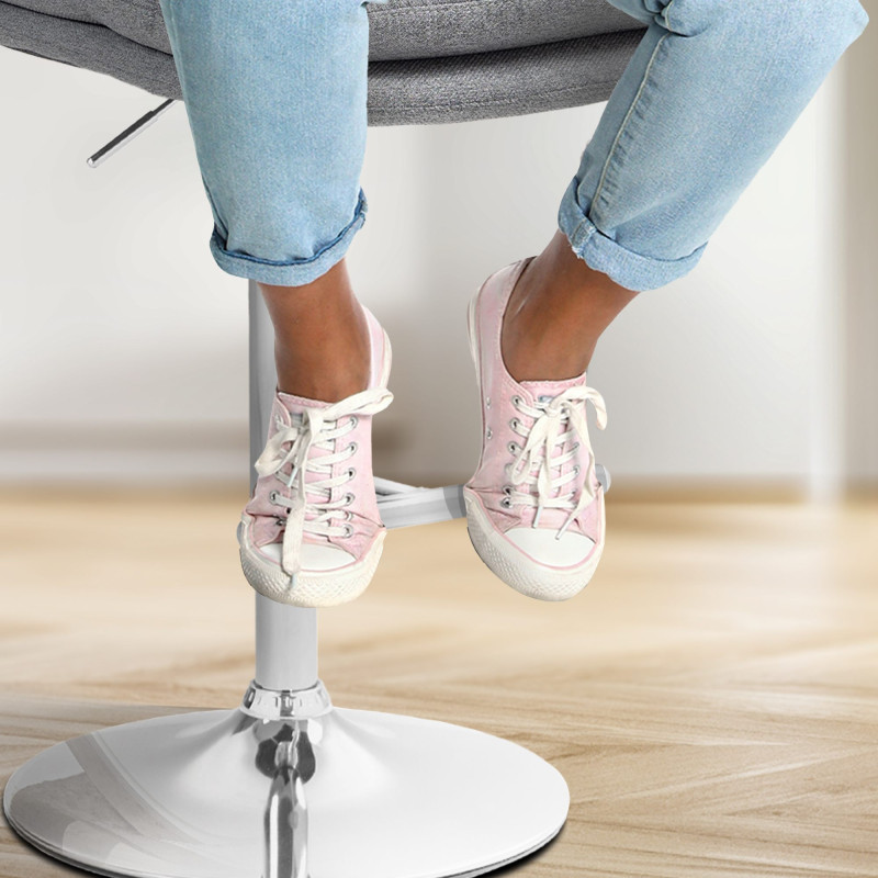 Tabouret de bar Damar, tissu, chrome gris