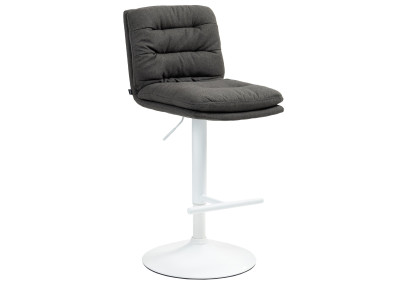 Tabouret de bar Damar, tissu blanc/gris foncé