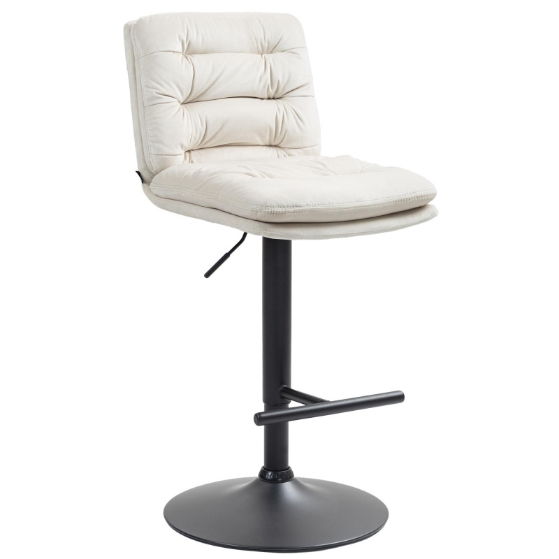 Tabouret de bar en velours Damar, noir et crème