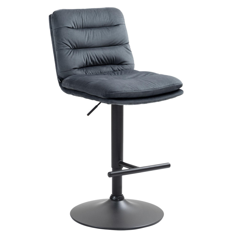 Tabouret de bar en velours Damar, noir gris foncé