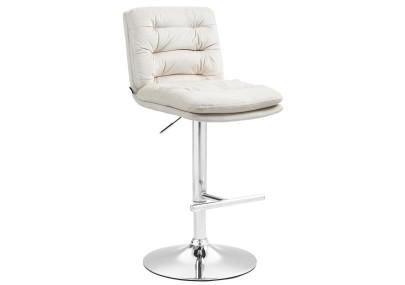Tabouret de bar en velours Damar, chromé, crème