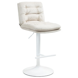 Tabouret de bar en velours Damar, blanc crème