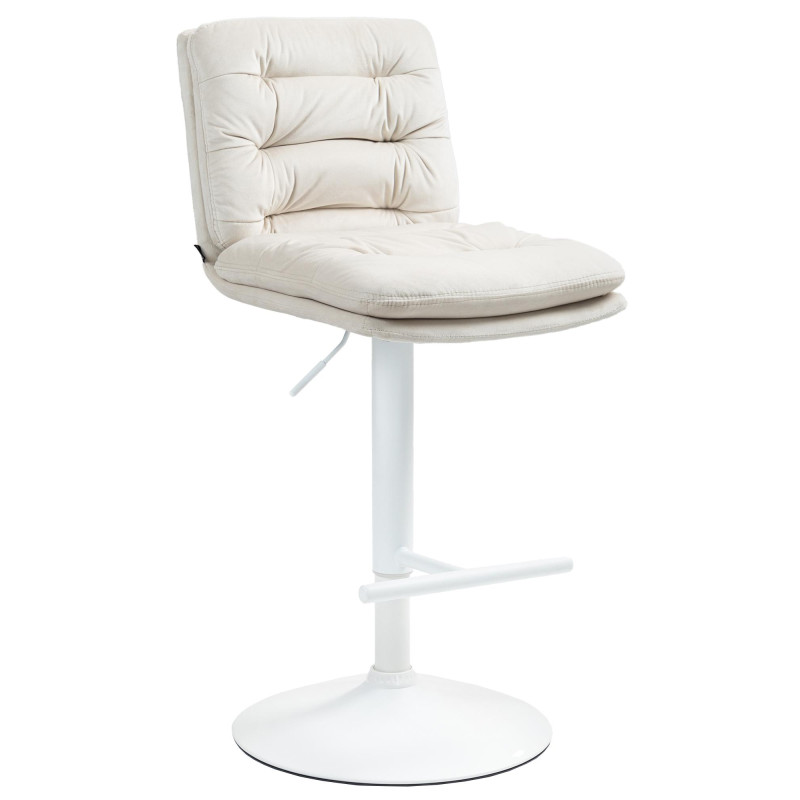 Tabouret de bar Damar velours blanc crème