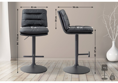 Tabouret de bar Damar simili cuir noir noir