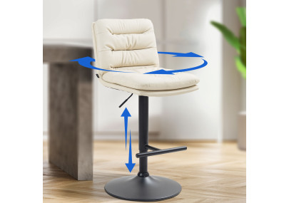 Taburete de bar Damar en polipiel Crema,Negro