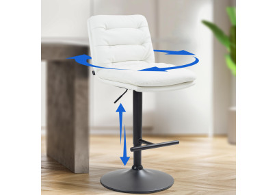 Tabouret de bar Damar, noir et blanc, simili cuir