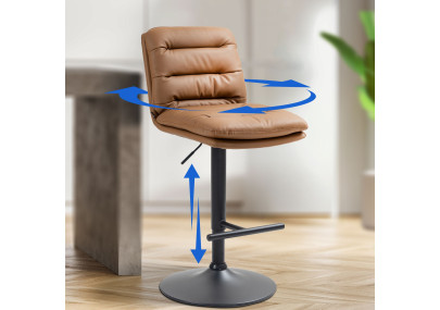 Tabouret de bar Damar, noir/marron clair, similicuir