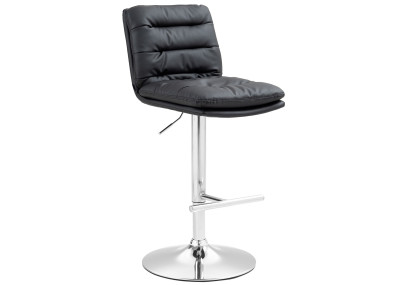 Taburete de bar Damar en polipiel Negro,Cromado