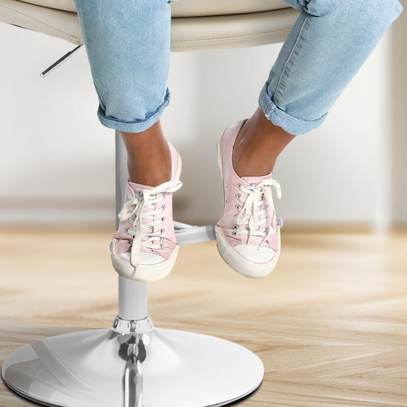 Tabouret de bar Damar, similicuir, chromé crème