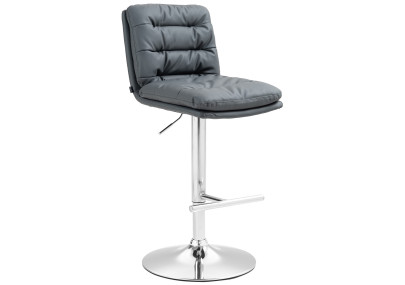 Tabouret de bar Damar, similicuir, gris chromé