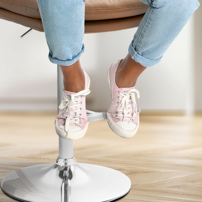 Tabouret de bar Damar, similicuir, chromé brun clair