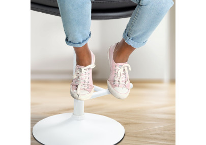 Tabouret de bar Damar en cuir artificiel blanc noir