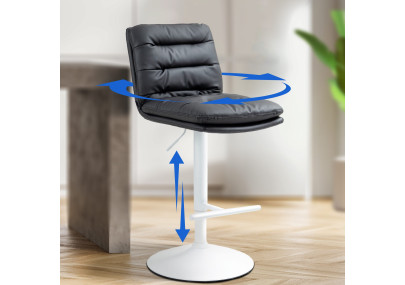 Tabouret de bar Damar en cuir artificiel blanc noir