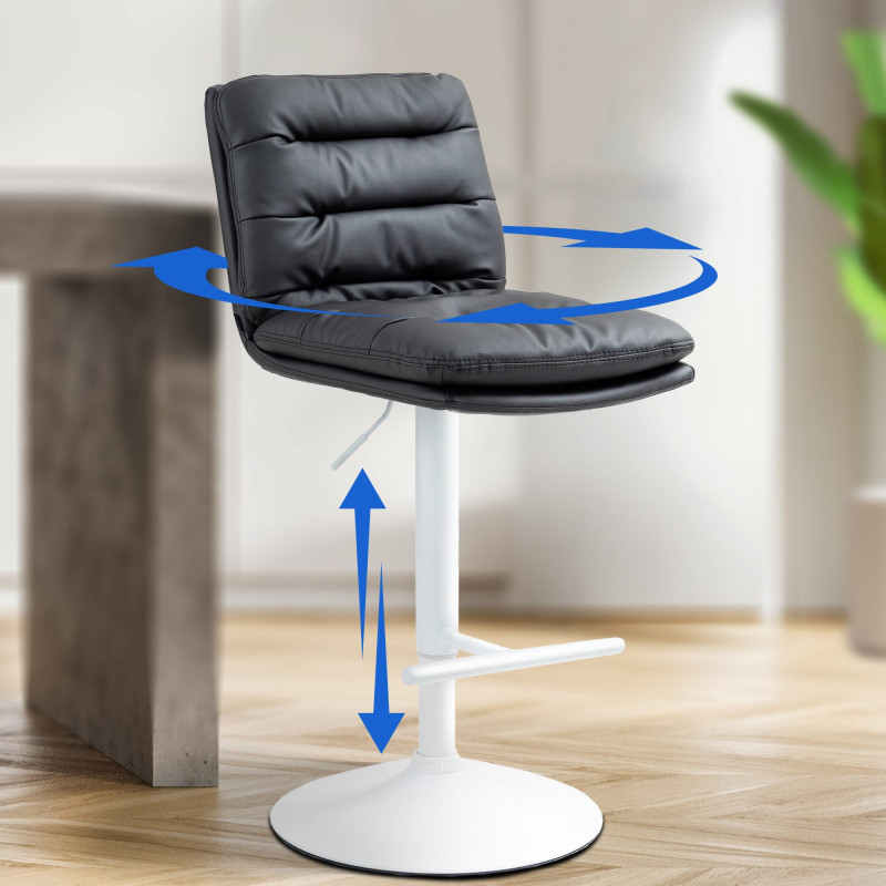 Taburete de bar Damar en polipiel Negro,Blanco