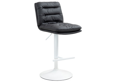 Tabouret de bar Damar en cuir artificiel blanc noir
