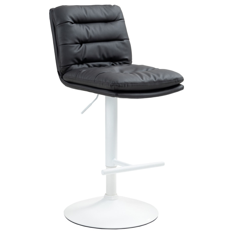 Tabouret de bar Damar, similicuir, blanc noir
