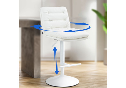Tabouret de bar Damar en cuir artificiel blanc blanc