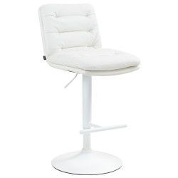 Tabouret de bar Damar, similicuir, blanc blanc