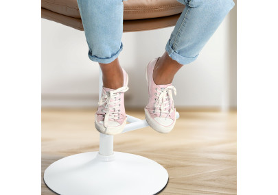 Tabouret de bar Damar, similicuir, blanc/marron clair