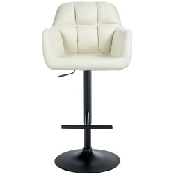 Taburete de bar Natoma en tela Crema,Metal negro mate